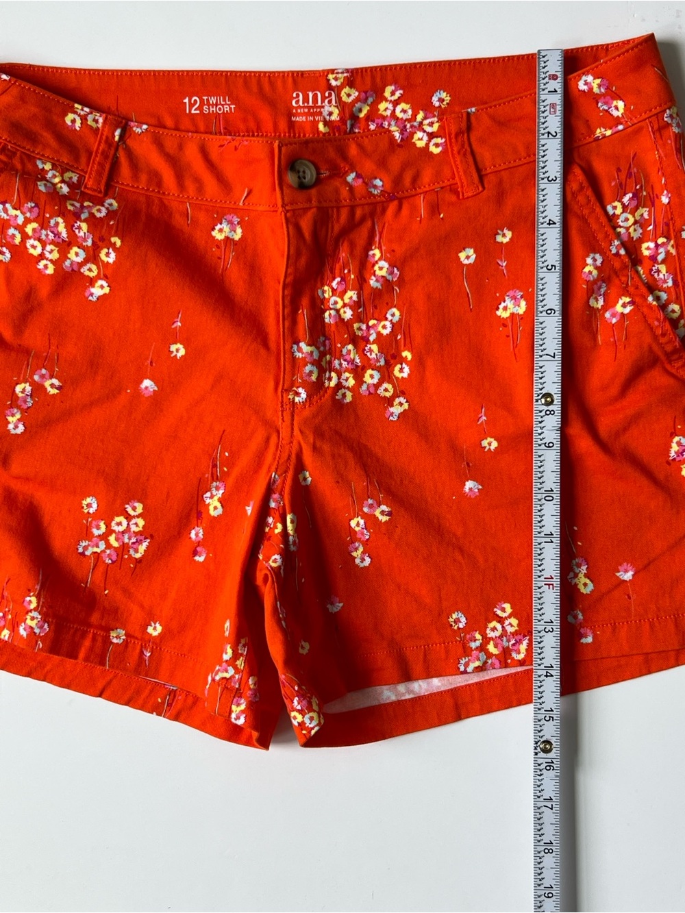 a.n.a Bright Orange Floral Twill Women's Shorts - Picture 6 of 6